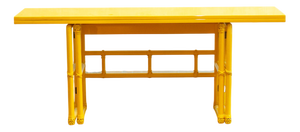 Yellow Lacquered Console Table with Flip-Top Surface from McGuire San Francisco, 1970s