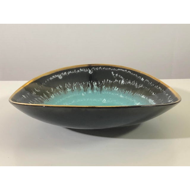 Mid Century German Pottery Decorative Bowl W/24k Gold Rim For Sale In Palm Springs - Image 6 of 10