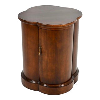 Mahogany Quatrefoil Drum Table Cabinet Nightstand For Sale