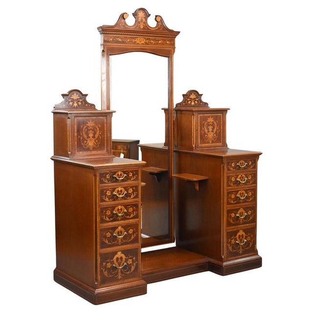 Victorian Marquetry Inlaid Dressing Table from Edwards & Roberts, 1885 For Sale - Image 14 of 14