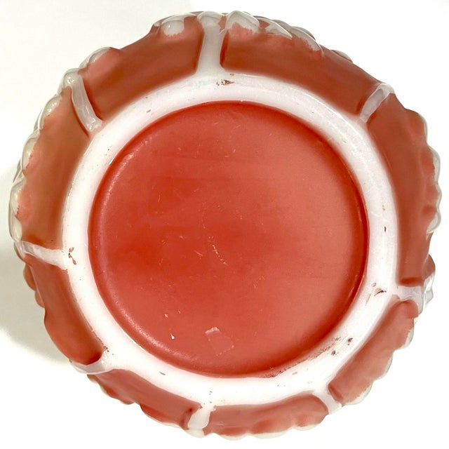 1930's Phoenix Cameo Glass Vase - Philodendron Pattern - Dark Coral or Rose Shadow For Sale - Image 10 of 11