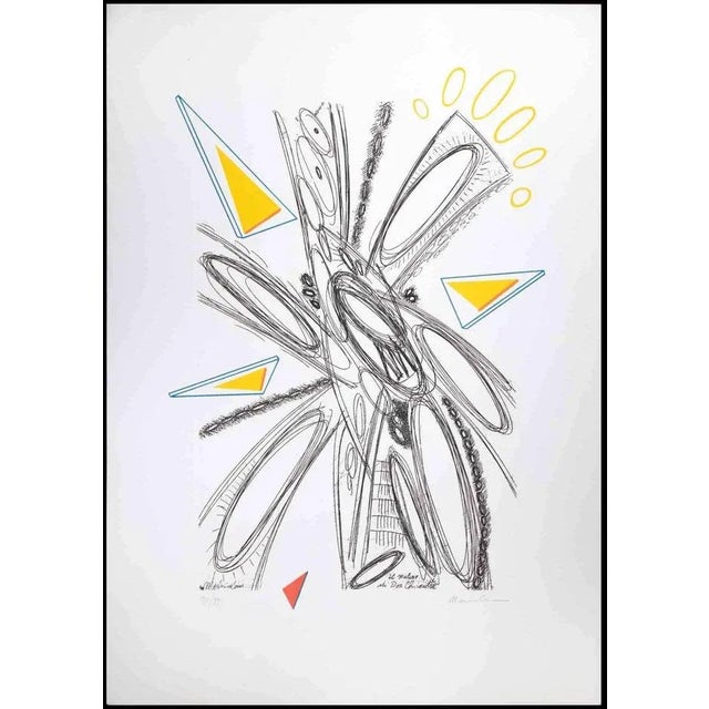 Plinio Mesciulam, The Mill of Don Quixote, Original Lithograph, 1973 For Sale - Image 4 of 4