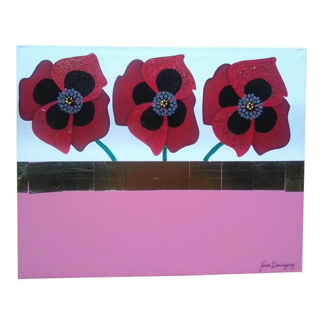 Red Poppies Painting on Canvas For Sale