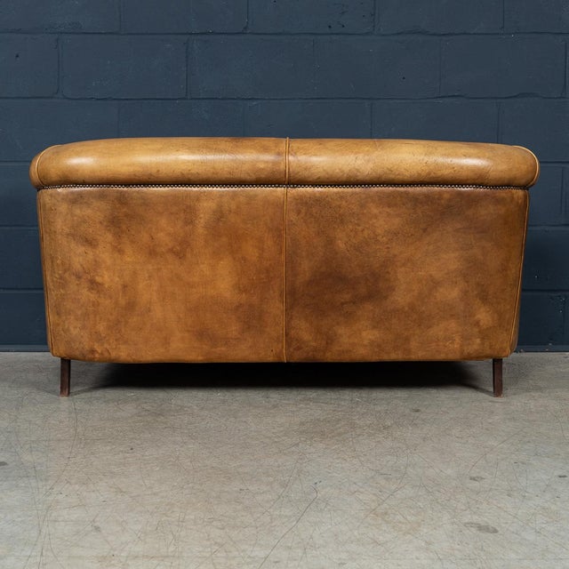 1980s Vintage 20th Century Dutch Sheepskin Leather Sofa, 1980s For Sale - Image 5 of 18