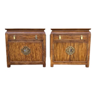 Vintage Burl Wood Chinoiserie Nightstands by Raymond Sobota Century Chin Hua - a Pair For Sale