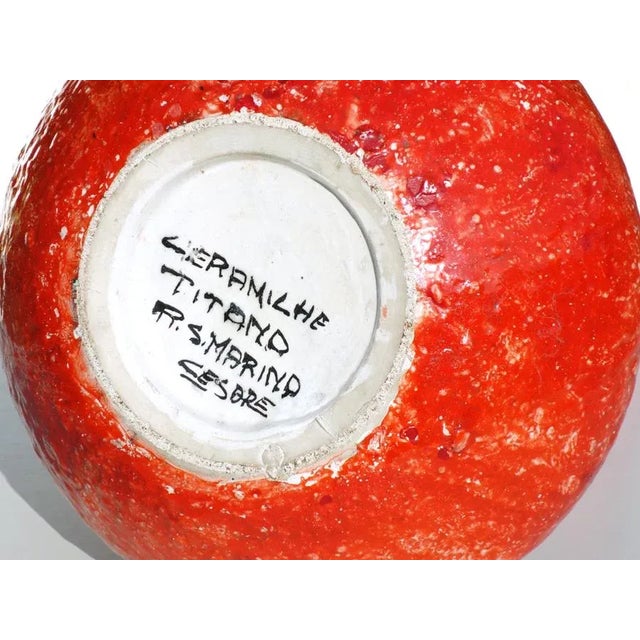 Red Mid-Century Italian Red Ceramic Vase from Titano San Marino, 1950s For Sale - Image 8 of 9