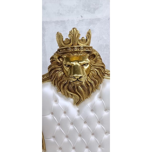 1960s Royal Lion Throne Chair with Matching Lion Scepter-pearl white For Sale In Orlando - Image 6 of 8
