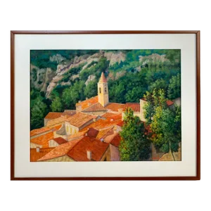 "Mountain Town" Pastel by Claude Chevalley