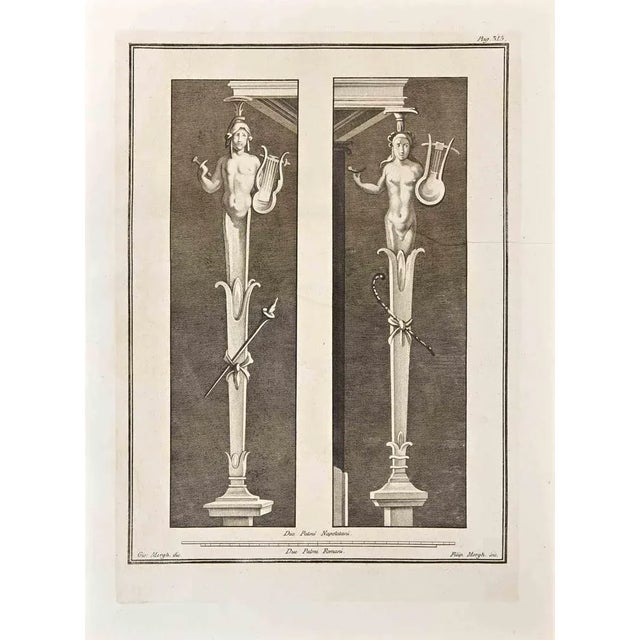 Ancient roman statues from the series "antiquities of herculaneum", is an original etching on paper realized by giovanni...