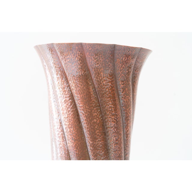 Art Deco Hammered Handmade Copper Vase, 1920s For Sale - Image 10 of 11