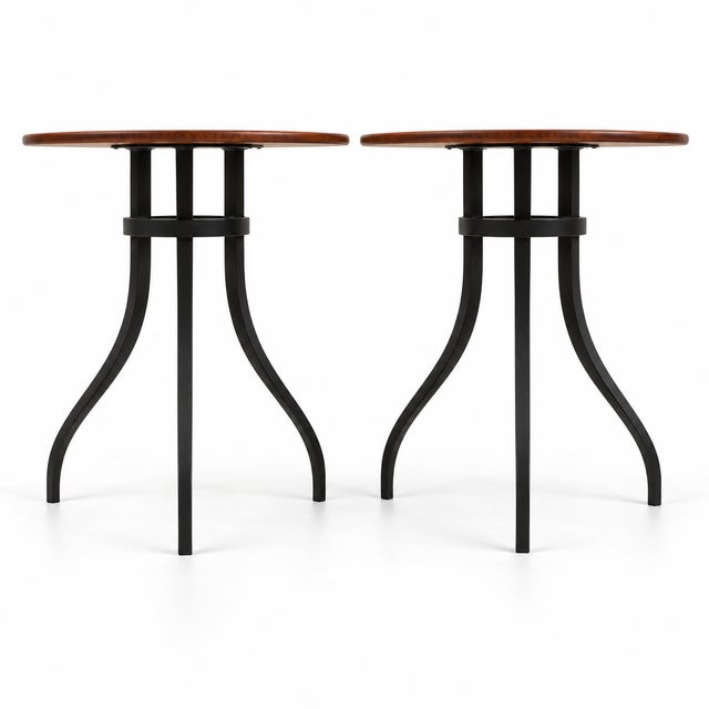 Brown Baker Milling Road Modern British Colonial Style Mahogany & Wrought Iron Side Tables - Pair For Sale - Image 8 of 11