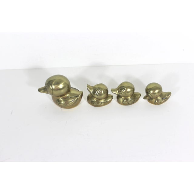 Metal Mid Century Brass Duck Mother and Ducklings- Set of 5 For Sale - Image 7 of 9