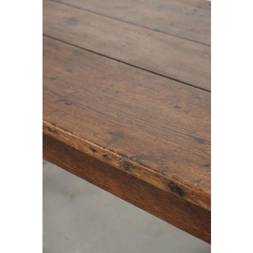 Antique Oak Dining Table with Walnut Top and Drawer For Sale - Image 10 of 14