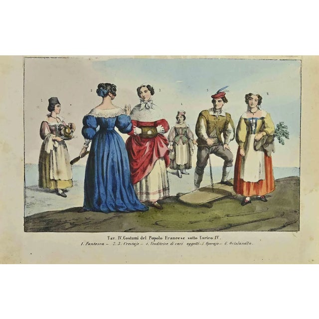 French costumes at the time of henry iv is a lithograph made by auguste wahlen in 1844. Hand colored. Good condition. At...
