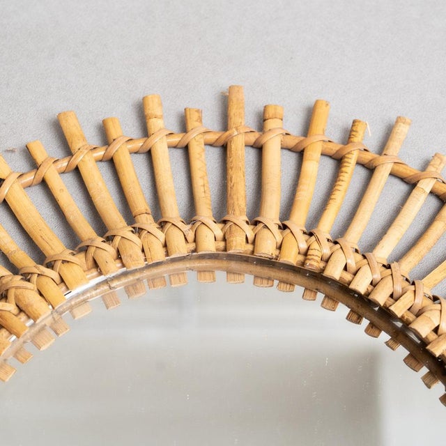 1960s Mid-Century Modern Mirror Bamboo Rattan Handcrafted, 1960s For Sale - Image 5 of 10