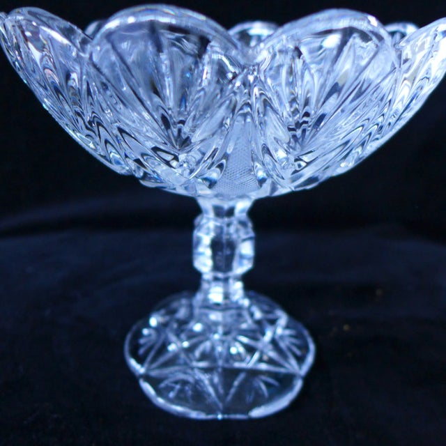Clear Cut Glass Compote / Candy Dish Ruffle Edges For Sale In New York - Image 6 of 7