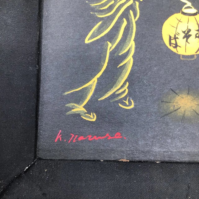 Wood Signed and Framed Mid-Century Asian Miniature Paintings - a Pair For Sale - Image 7 of 12