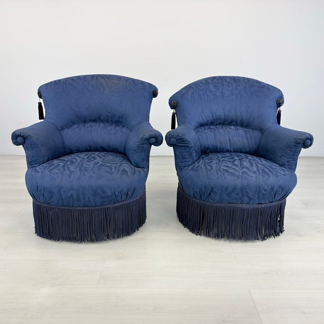 Fringed French Armchairs - A Pair For Sale - Image 4 of 13