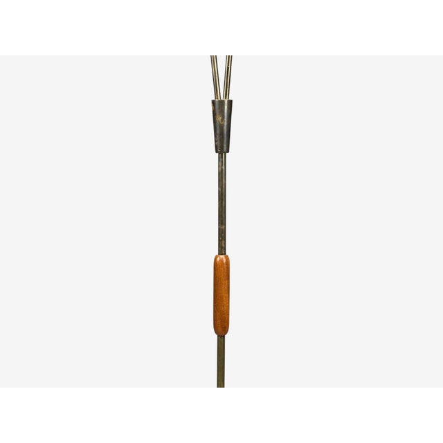 Brown Nybro Armaturfabrik, Floor Lamp, Wood, Metal, Fabric, Sweden, 1940s For Sale - Image 8 of 16