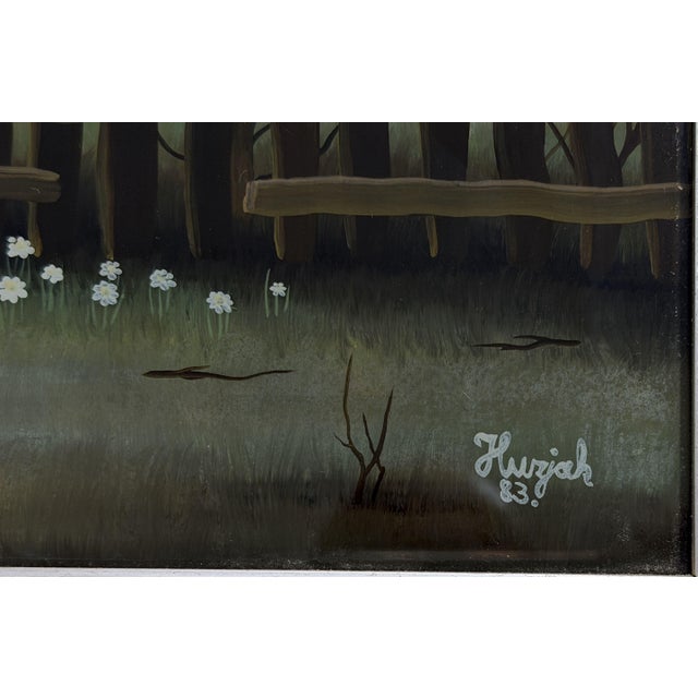 Zlatko Huzjak, Landscape Composition, 1980s, Oil Painting on Glass, Framed For Sale - Image 4 of 8
