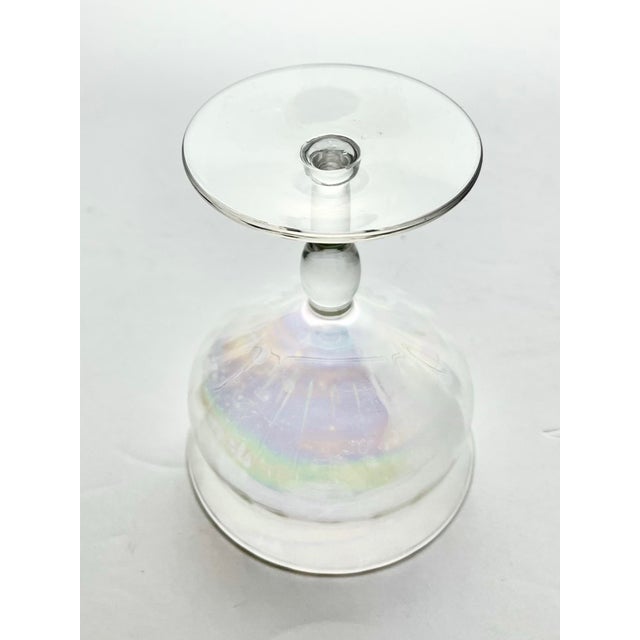 Glass 1960s Set of 6 Lustre Iridescent Rainbow Pearl Optic Coupe Champagne Glasses For Sale - Image 7 of 7