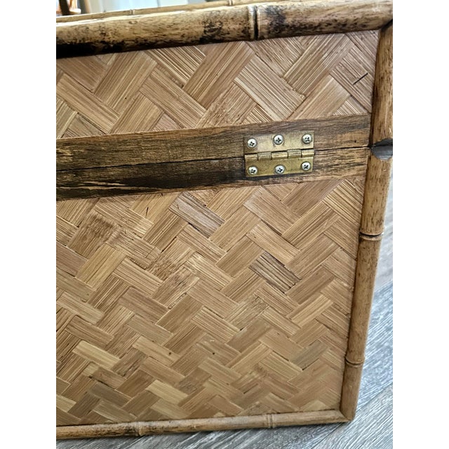 Vintage 1970s Asian Style Woven Rattan and Bamboo Storage Chest For Sale - Image 12 of 12