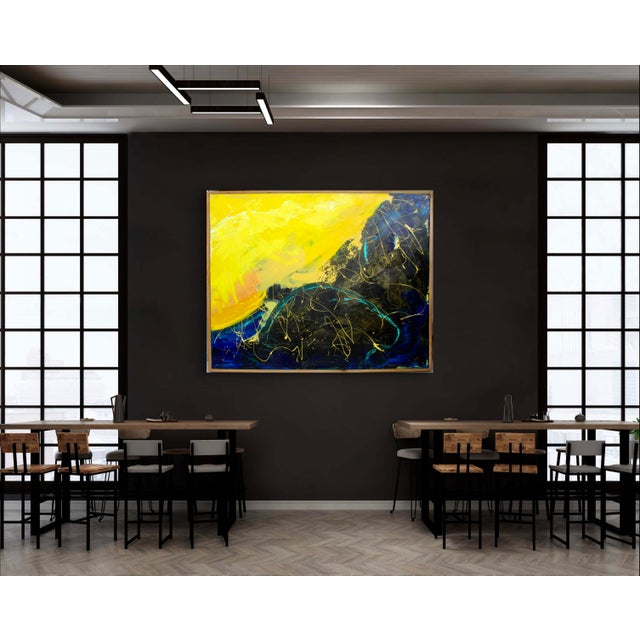 2020s Large Abstract Acrylic Painting Solar Flares - Handmade Frame For Sale - Image 5 of 12