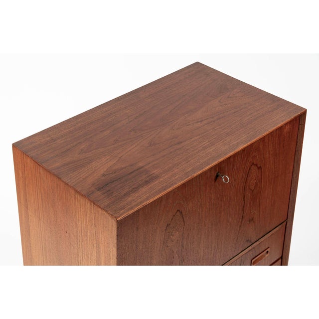 Mid-Century Danish Modern Teak Secretary Desk or Bar Cabinet Made in Denmark 1960s For Sale - Image 10 of 17