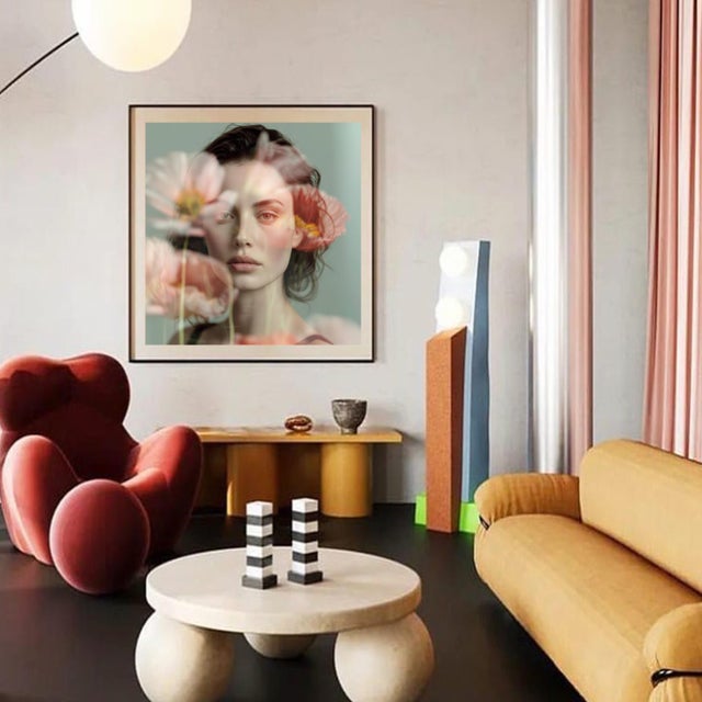 hrough a dreamy veil of coral poppies, "Zoryana in Bloom" captures a moment of feminine strength and hushed radiance. ....