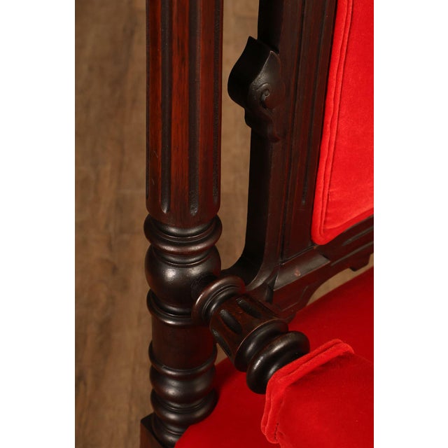 Gothic Revival Walnut Carved Wood Throne Pair Of Armchairs For Sale - Image 13 of 18