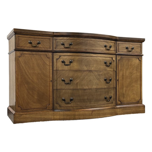 Tuscan Style Serpentine Buffet With Raised Panel Doors For Sale