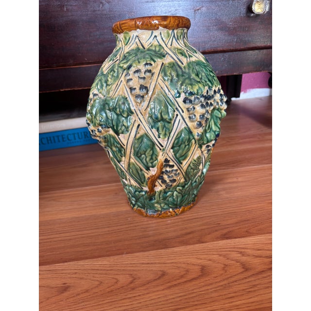 Italian Italian Majolica Clay Vase 1970’s For Sale - Image 3 of 8