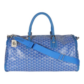 Blue Goyardine Canvas Croisière Boston 50 For Sale