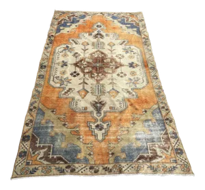 Turkish Oushak Bohemian Hand Knotted Wool Area Rug - 3′9″ × 7′1″