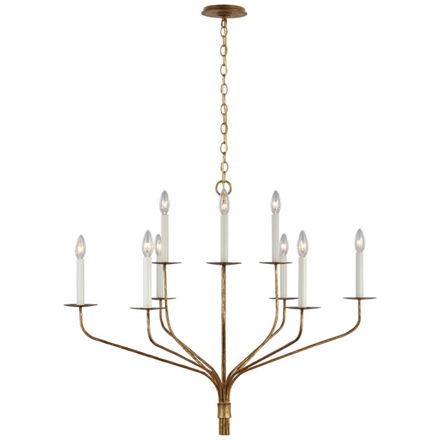 Ian K. Fowler for Visual Comfort Signature Belfair Large Two-Tier Chandelier in Gilded Iron For Sale