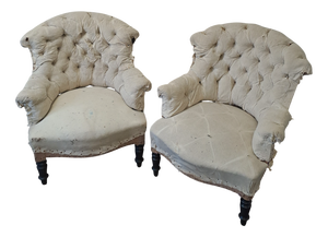Napoleon III Upholstered Armchairs, 1880s, Set of 2
