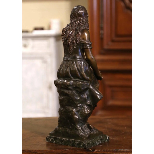Brown 19th Century French Patinated Spelter Sculpture of Woman by A. Moreau For Sale - Image 8 of 12