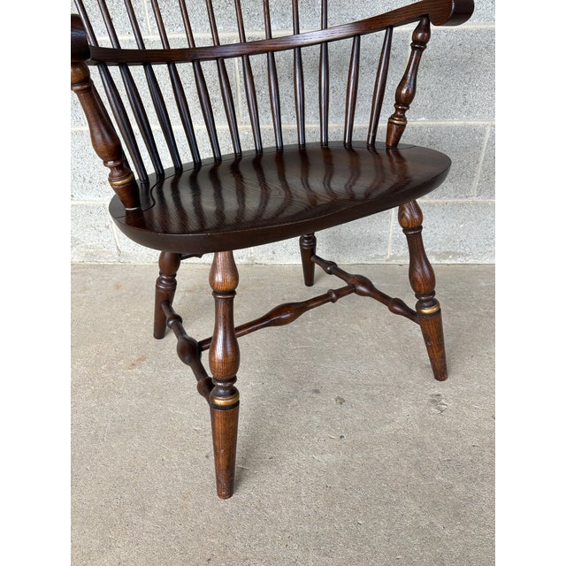 Mid 20th Century Hitchcock New London Model Oak Paint Decorated Arm Chairs - A Pair For Sale - Image 5 of 11