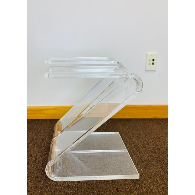 1970s 1970s Vintage John Mascheroni Z-Shaped Lucite Side Table - a Pair For Sale - Image 5 of 10