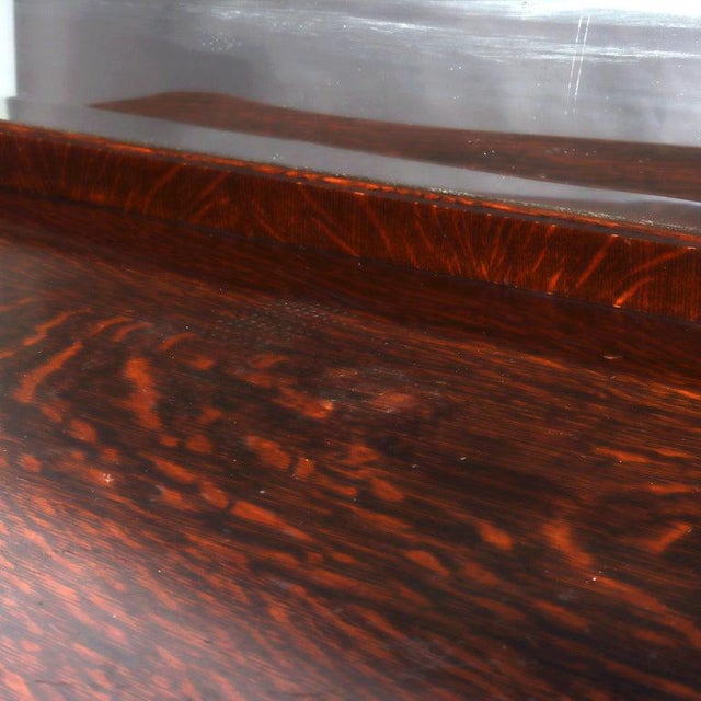 1900-1909 Attributed to Rj Horner Figural Carved Oak Server, Griffins & Full Serpentine Glass For Sale - Image 12 of 17