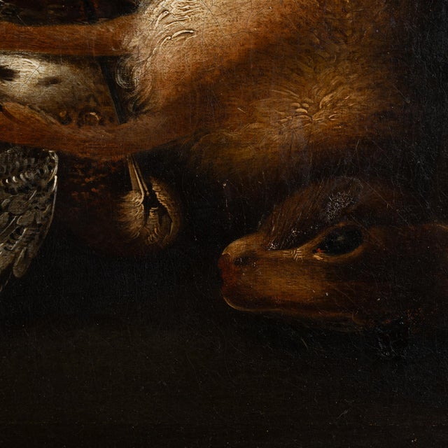 Brown 19th Century Original Oil on Canvas Nature Morte Still Life With Hare and Birds For Sale - Image 8 of 9
