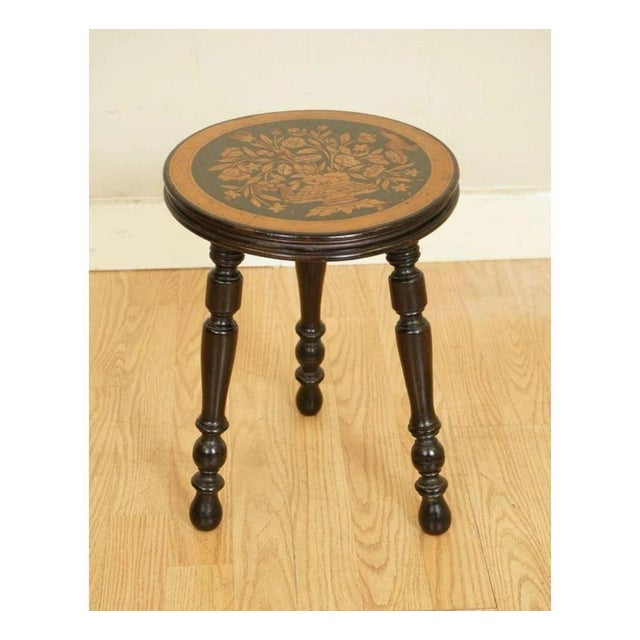 Dutch Lacquered Marquetry Stool For Sale - Image 4 of 9