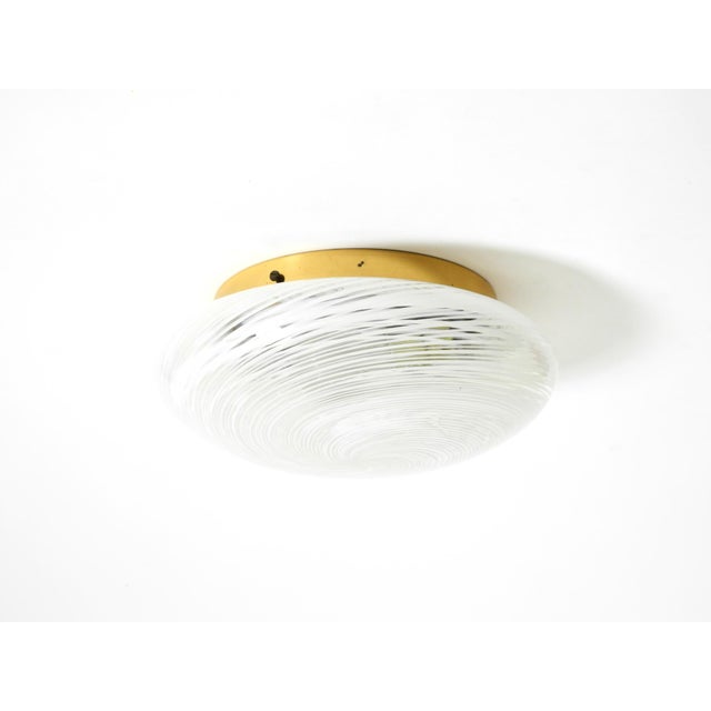 Swirl Flush Mount in Glass and Brass Base, 1980s For Sale - Image 4 of 18