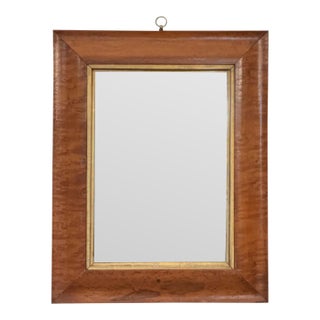 English Rectangular Mirror With Maple and Giltwood Frame (H 17 X W 13 3/8) For Sale