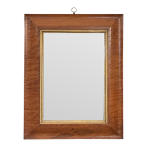 English Rectangular Mirror With Maple and Giltwood Frame (H 17 X W 13 3/8)