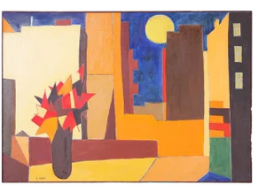 Colorful Modernist Painting on Canvas