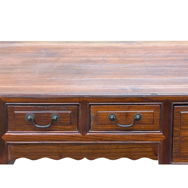Vintage Brown Stain Patina Deep Rectangular Drawers Desk Table For Sale - Image 13 of 13