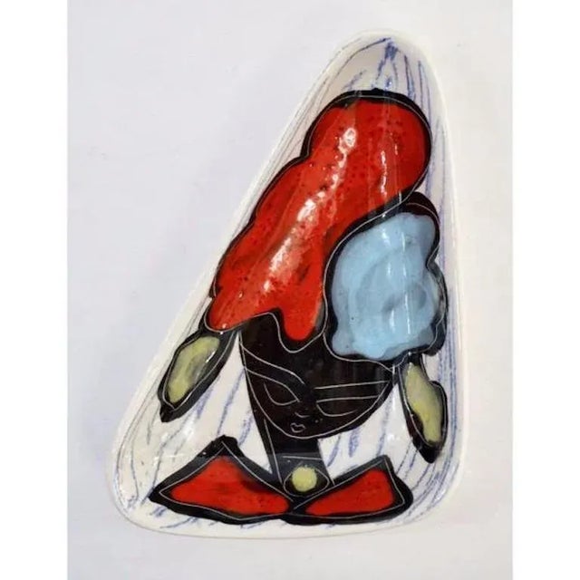 Ceramic 1950s Italian Vintage Red Light Blue Black White Porcelain Trinket Dishes/Trays- Set of 6 For Sale - Image 7 of 7