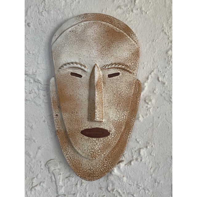 Signed Douglas Ferguson Pigeon Forge Pottery African Inspired Mask Wall Hanging For Sale - Image 4 of 9