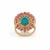 14k Yellow Gold 9.35ct Cabochon Turquoise Ruby & Diamond Halo Cocktail Ring Size 6 For Sale - Image 10 of 18